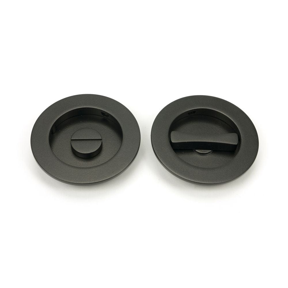 From The Anvil Door Furniture Aged Bronze / Round Flush Pull (Privacy) / Round From The Anvil - Aged Bronze 75mm Plain Round Pull - Privacy Set