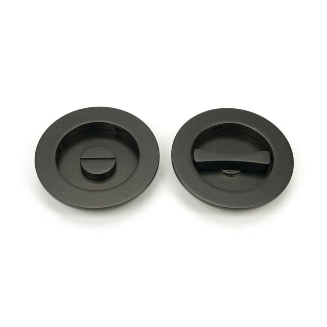 From The Anvil Door Furniture Aged Bronze / Round Flush Pull (Privacy) / Round From The Anvil - Aged Bronze 75mm Plain Round Pull - Privacy Set