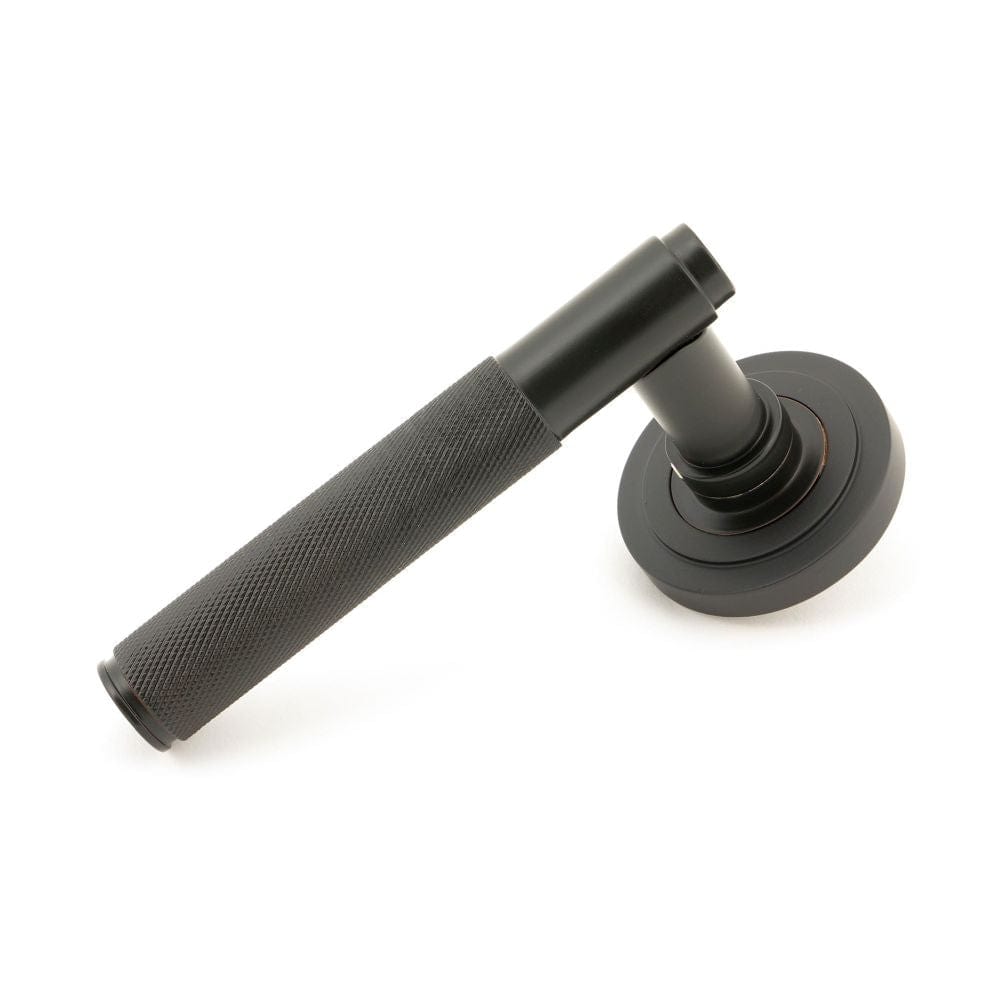 From The Anvil Door Furniture Aged Bronze / Round Rose From The Anvil - Aged Bronze Brompton Lever on Rose Set (Art Deco) - Unsprung