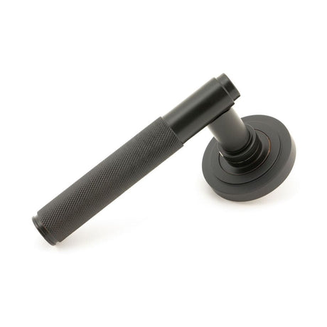 From The Anvil Door Furniture Aged Bronze / Round Rose From The Anvil - Aged Bronze Brompton Lever on Rose Set (Art Deco) - Unsprung