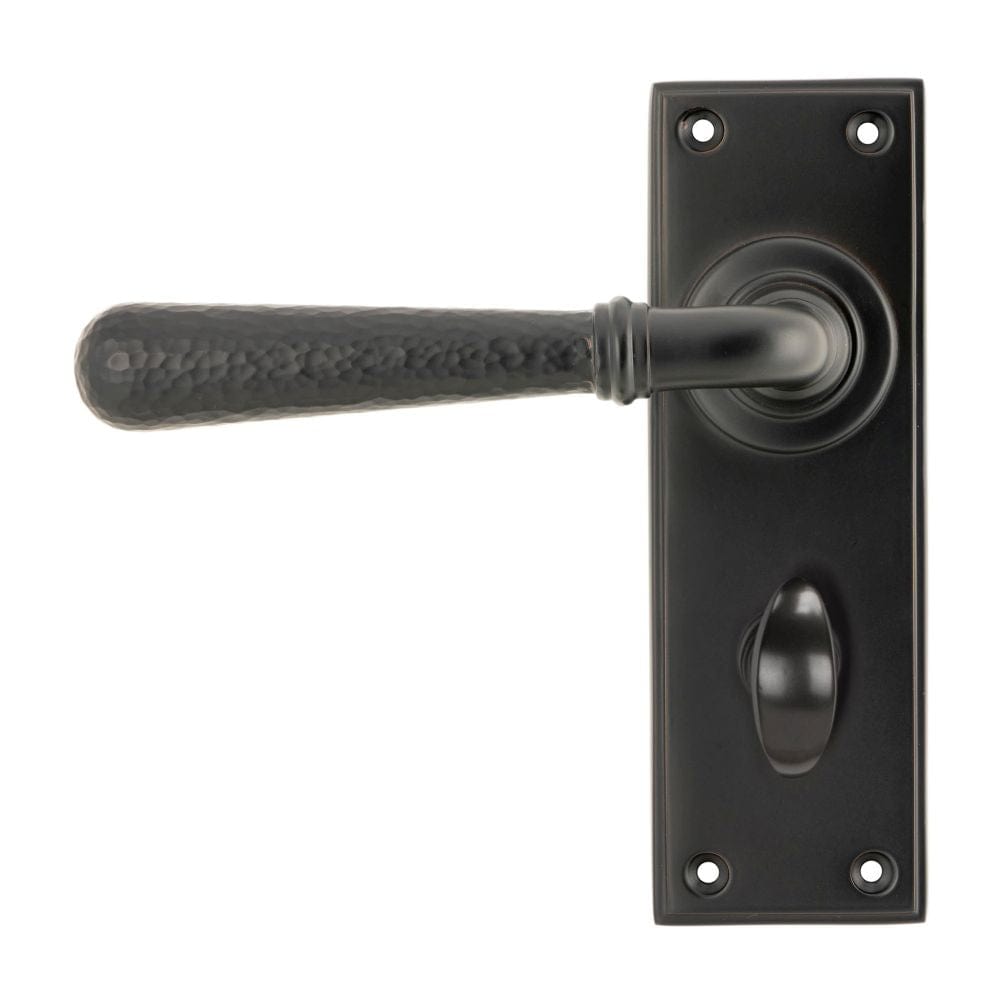 From The Anvil Door Furniture Aged Bronze / Bathroom Lock Handles From The Anvil - Aged Bronze Hammered Newbury Lever Bathroom Set
