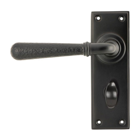 From The Anvil Door Furniture Aged Bronze / Bathroom Lock Handles From The Anvil - Aged Bronze Hammered Newbury Lever Bathroom Set