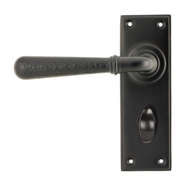 From The Anvil Door Furniture Aged Bronze / Bathroom Lock Handles From The Anvil - Aged Bronze Hammered Newbury Lever Bathroom Set