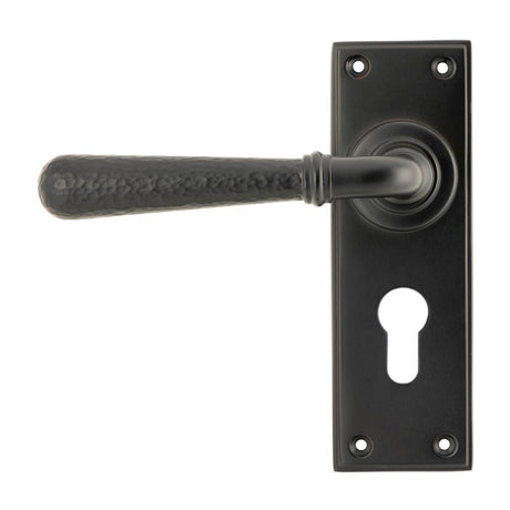 From The Anvil Door Furniture Aged Bronze / Euro Profile Lock Handles From The Anvil - Aged Bronze Hammered Newbury Lever Euro Lock Set