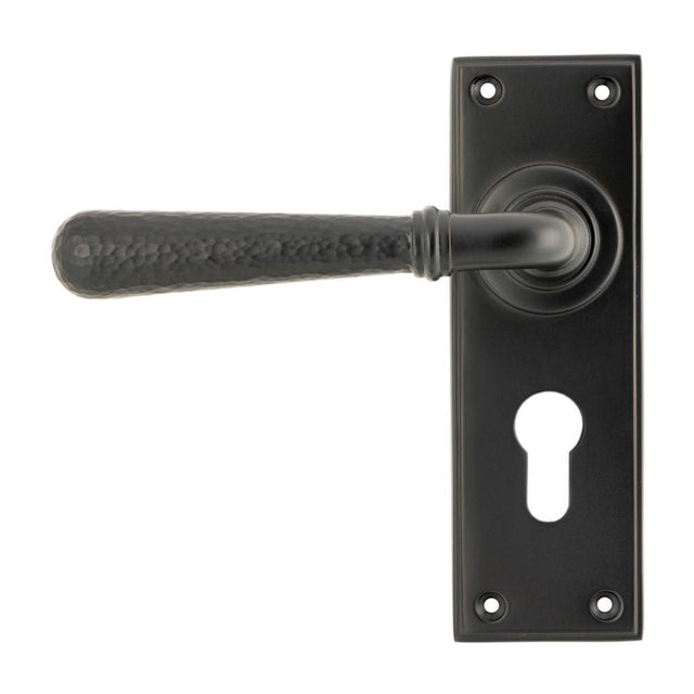From The Anvil Door Furniture Aged Bronze / Euro Profile Lock Handles From The Anvil - Aged Bronze Hammered Newbury Lever Euro Lock Set