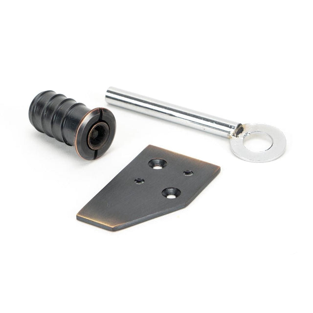 From The Anvil Window Furniture Aged Bronze / Locking Sash Stops From The Anvil - Aged Bronze Key-Flush Sash Stop