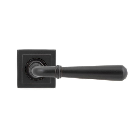 From The Anvil Door Furniture Aged Bronze / Square Rose From The Anvil - Aged Bronze Newbury Lever on Rose Set (Square) - Unsprung