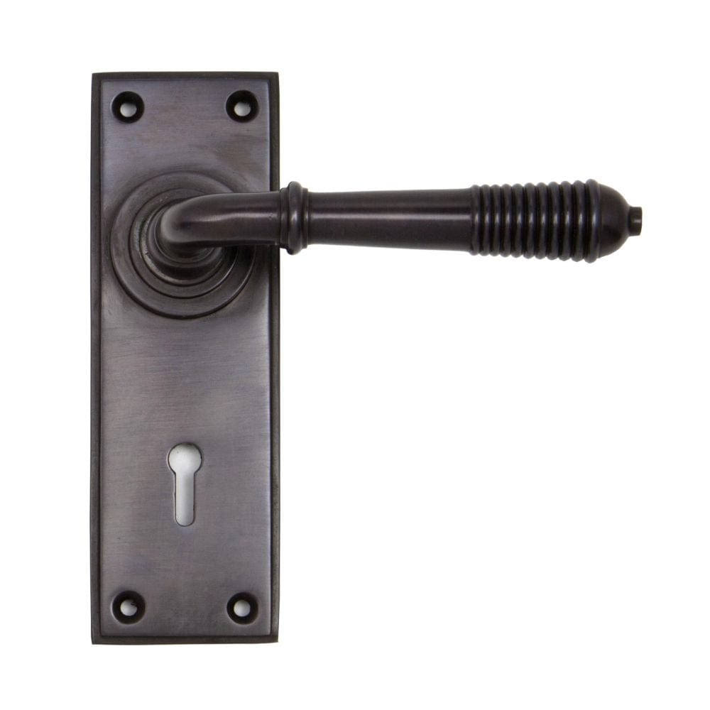 From The Anvil Door Furniture Aged Bronze / Std. Lock Handles From The Anvil - Aged Bronze Reeded Lever Lock Set