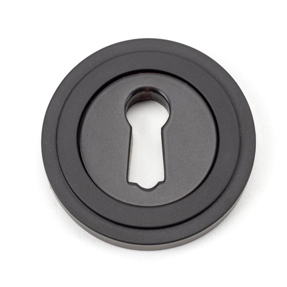 From The Anvil Door Furniture Aged Bronze / Mortice Key Profile Escutcheons From The Anvil - Aged Bronze Round Escutcheon (Art Deco)