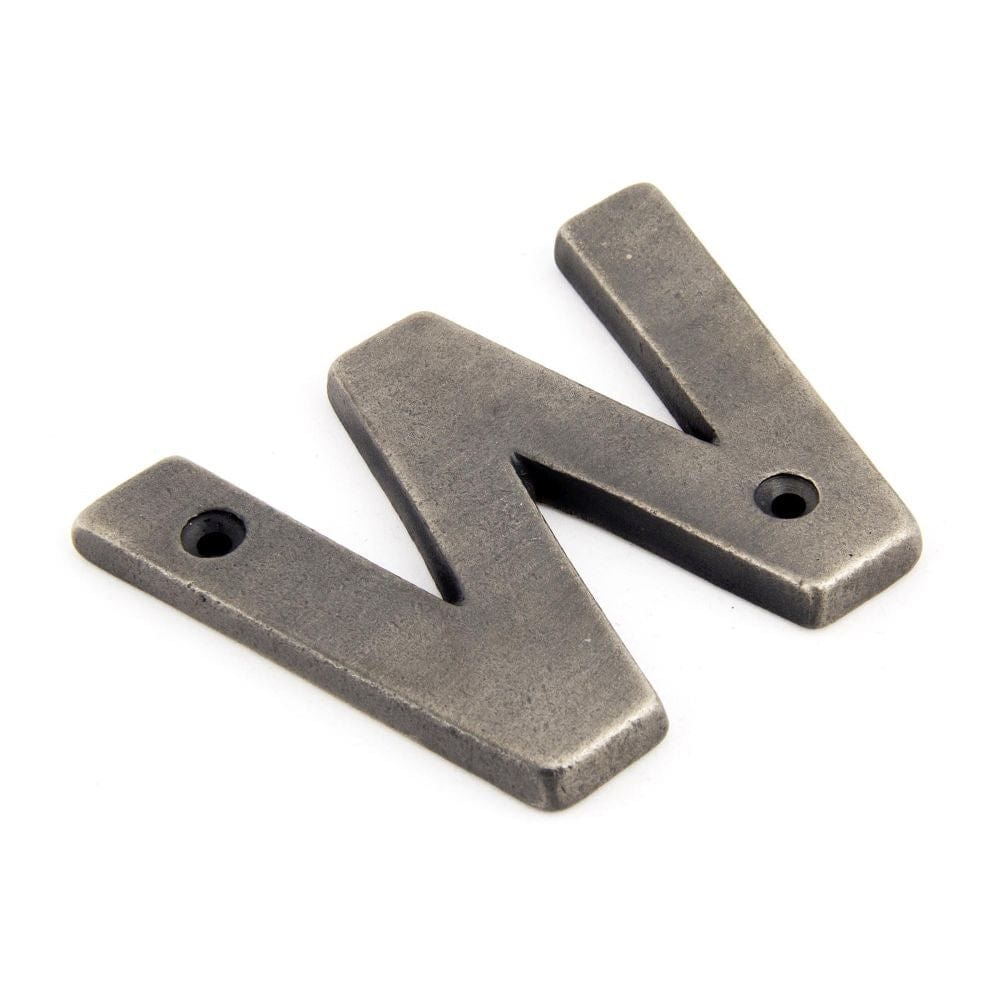 From The Anvil Door Furniture Antique Pewter / Letters / W From The Anvil - Antique Pewter Letter W