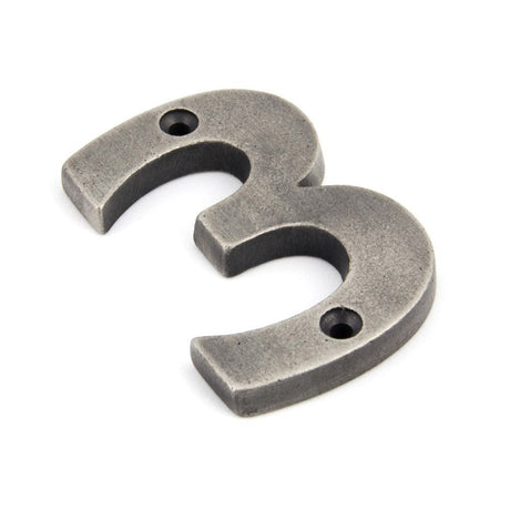 From The Anvil Door Furniture Antique Pewter / Numerals / 3 From The Anvil - Antique Pewter Numeral 3