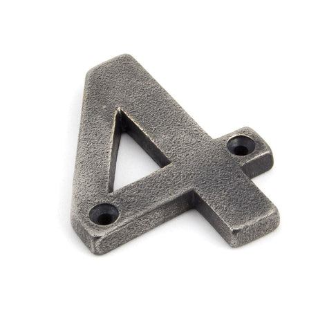 From The Anvil Door Furniture Antique Pewter / Numerals / 4 From The Anvil - Antique Pewter Numeral 4