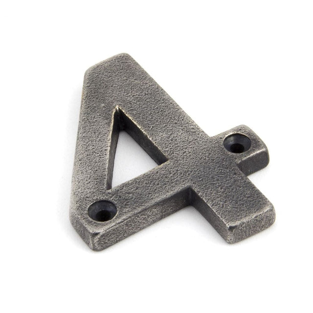 From The Anvil Door Furniture Antique Pewter / Numerals / 4 From The Anvil - Antique Pewter Numeral 4