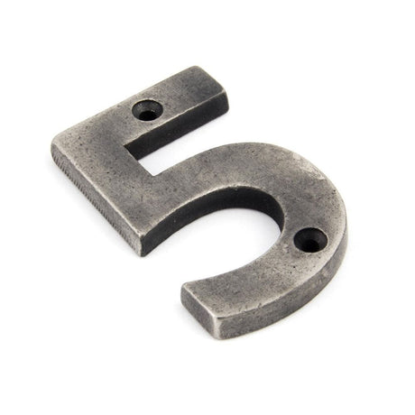From The Anvil Door Furniture Antique Pewter / Numerals / 5 From The Anvil - Antique Pewter Numeral 5