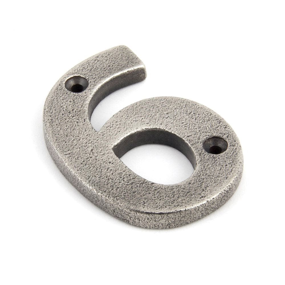 From The Anvil Door Furniture Antique Pewter / Numerals / 6 From The Anvil - Antique Pewter Numeral 6