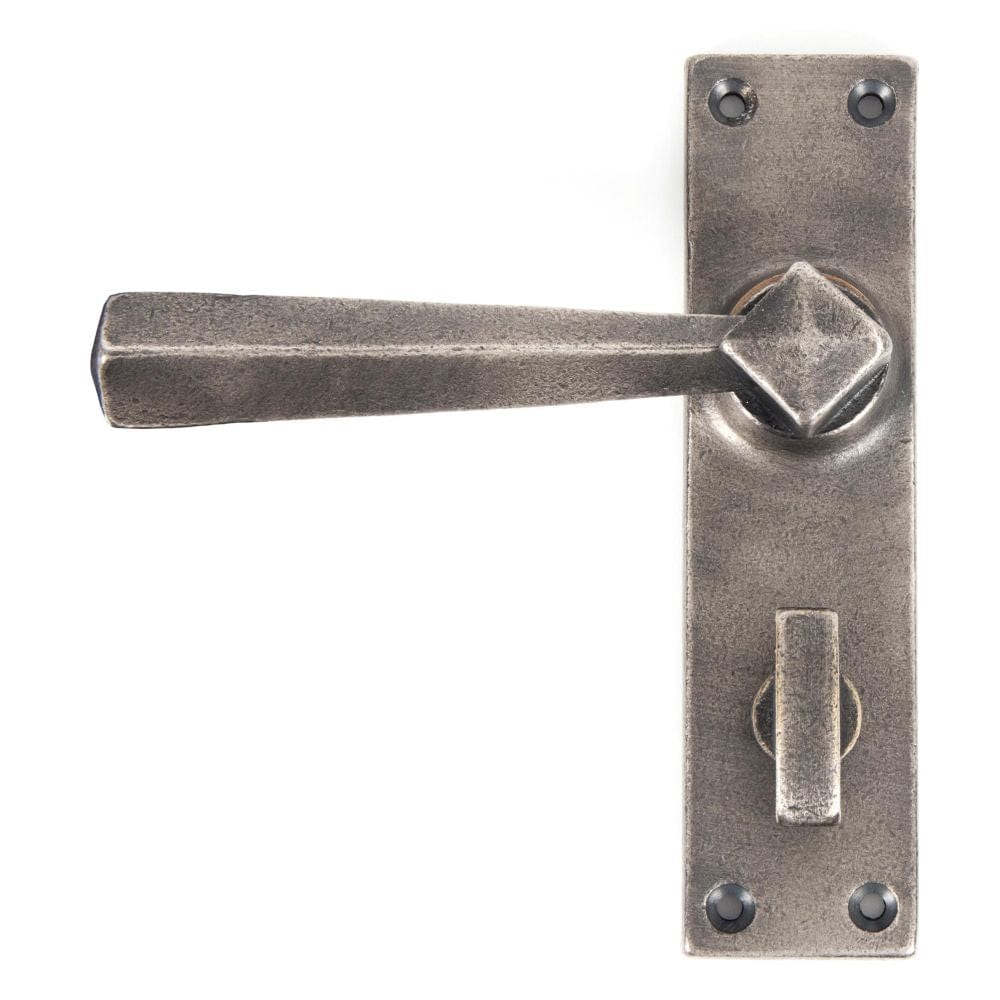 From The Anvil Door Furniture Antique Pewter / Bathroom Lock Handles From The Anvil - Antique Pewter Straight Lever Bathroom Set