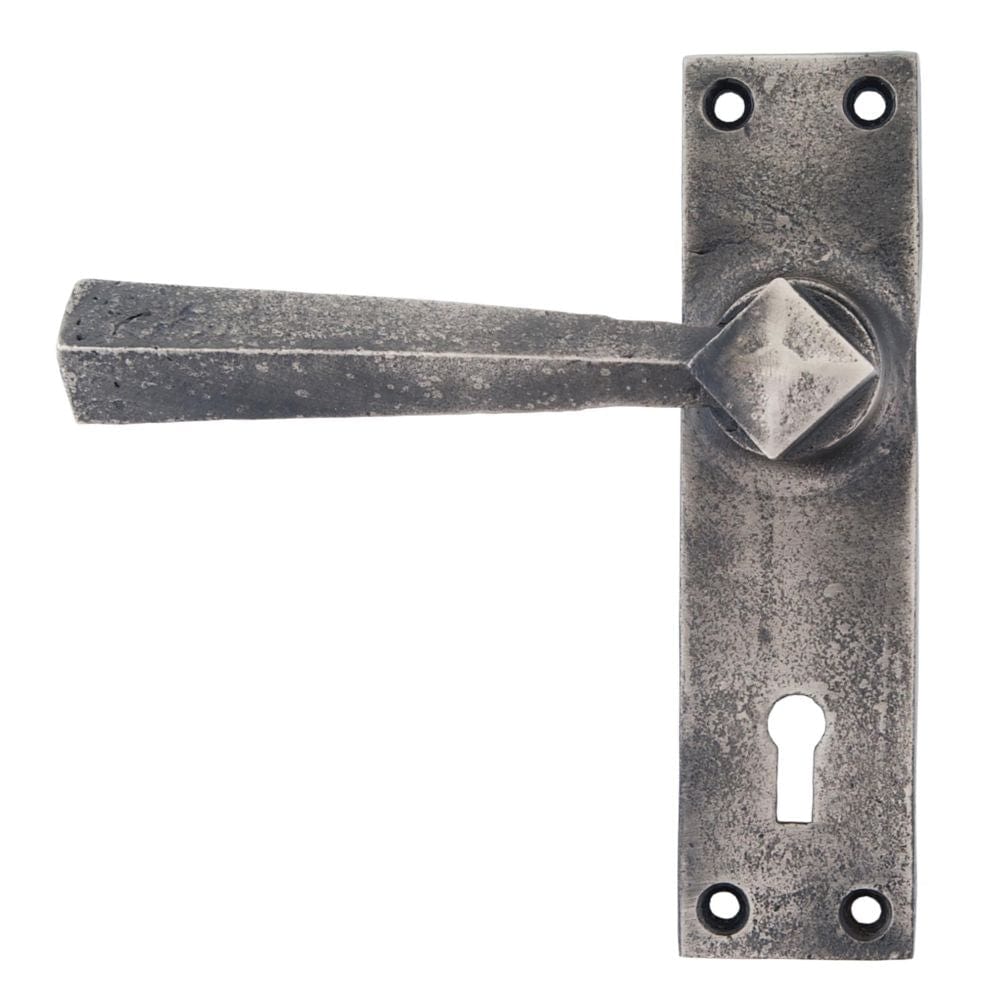 From The Anvil Door Furniture Antique Pewter / Std. Lock Handles From The Anvil - Antique Pewter Straight Lever Lock Set