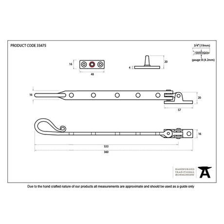 From The Anvil Window Furniture Beeswax / 12"/300mm From The Anvil - Beeswax 12" Shepherd's Crook Stay