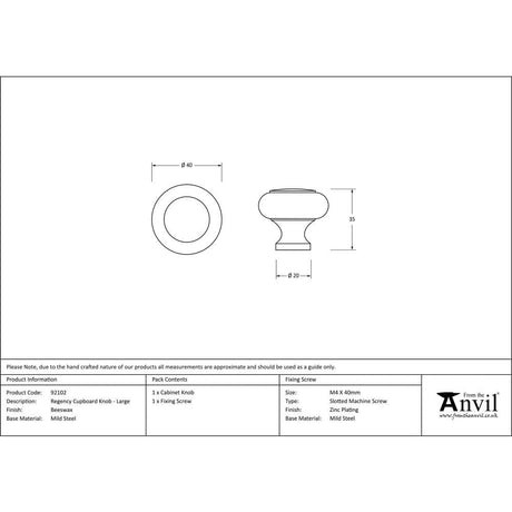 From The Anvil Cabinet Hardware Beeswax / Cabinet Knobs / Large From The Anvil - Beeswax Regency Cabinet Knob - Large