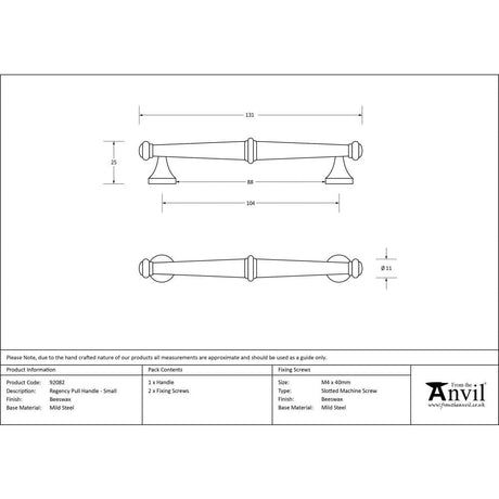 From The Anvil Cabinet Hardware Beeswax / Cabinet Pull Handles / Small From The Anvil - Beeswax Regency Pull Handle - Small