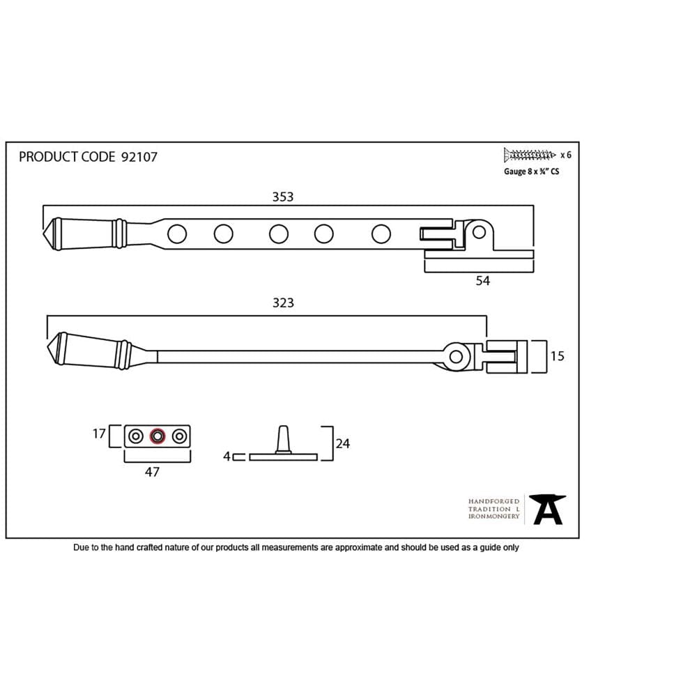 From The Anvil Window Furniture Black / 12"/300mm From The Anvil - Black 12" Regency Stay