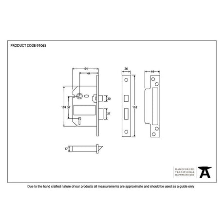 From The Anvil Locks & Latches Black / 5 Lever Sashlocks / 2.5" / 65mm From The Anvil - Black 2½" 5 Lever BS Sash Lock KA