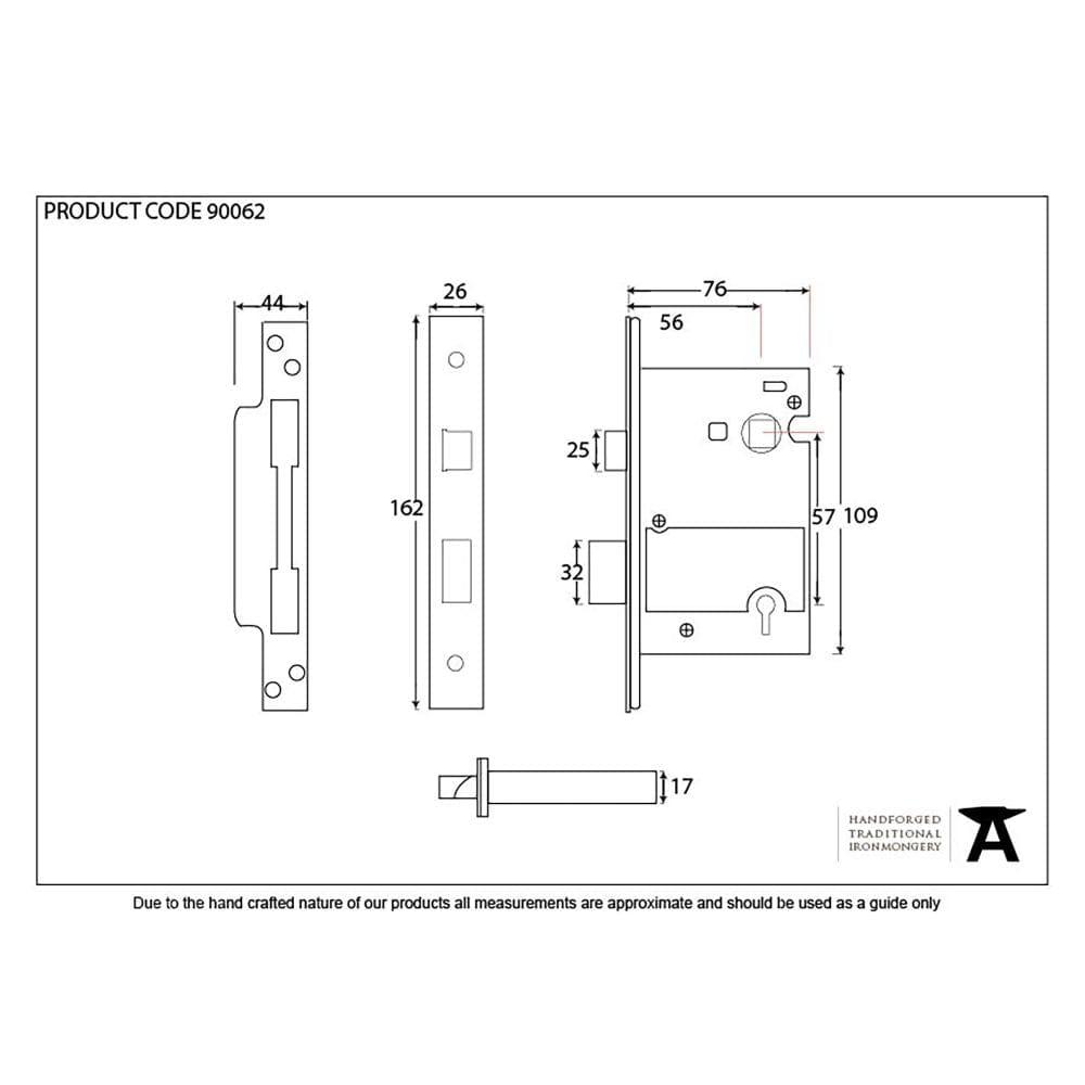 From The Anvil Locks & Latches Black / 5 Lever Sashlocks / 3" / 76mm From The Anvil - Black 3" 5 Lever Heavy Duty Sash Lock KA