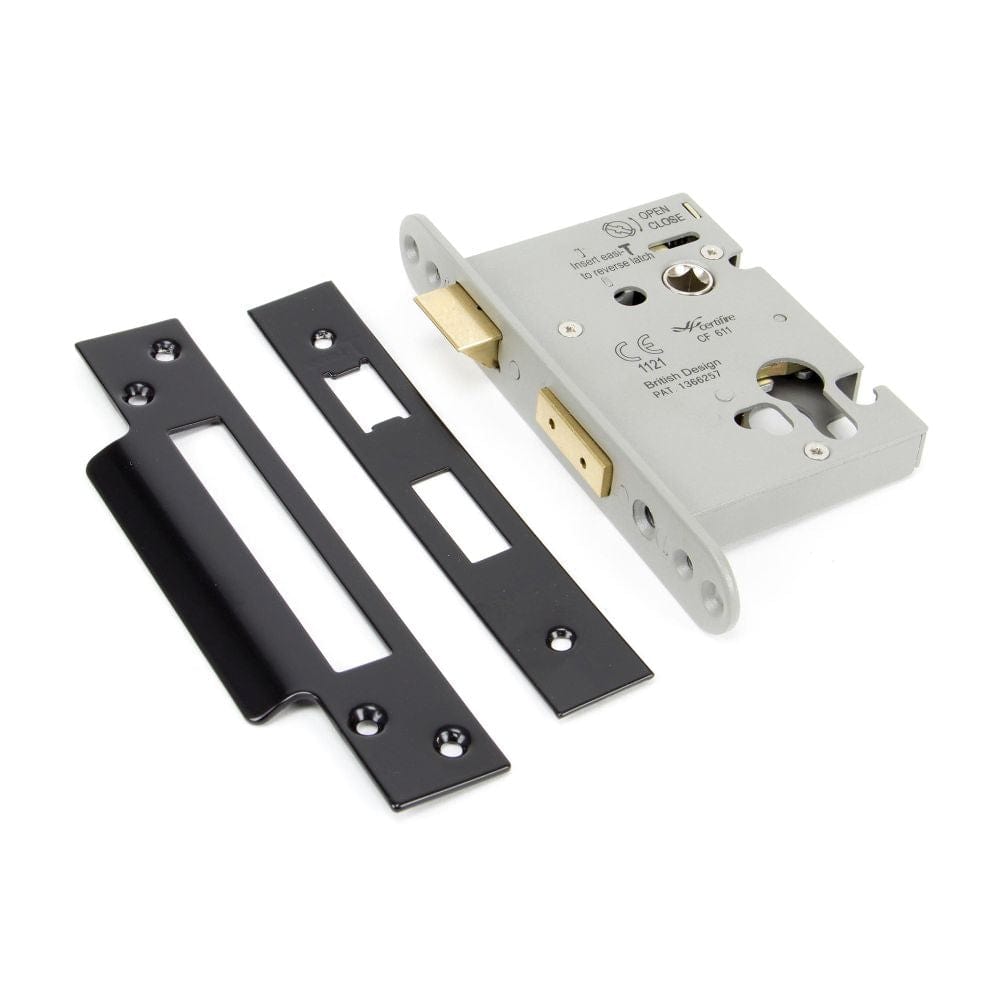 From The Anvil Locks & Latches Black / Euro Profile Sashlocks / 3" / 76mm From The Anvil - Black 3" Euro Profile Sash Lock