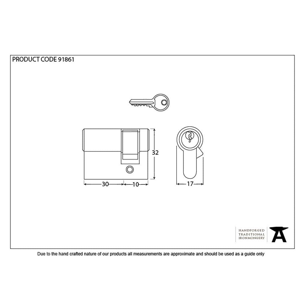 From The Anvil Locks & Latches Black / Euro Cylinders Single / 30 x 10mm From The Anvil - Black 30/10 6pin Single Cylinder