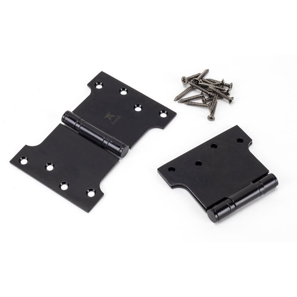 From The Anvil Hinges Black / Parliament Hinges / 4" x (102mm) From The Anvil - Black 4" x 4" x 6" Parliament Hinge (pair) ss