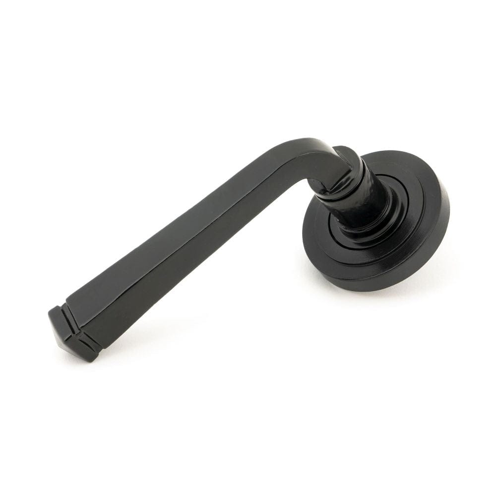 From The Anvil Door Furniture Black / Round Rose From The Anvil - Black Avon Round Lever on Rose Set (Art Deco)