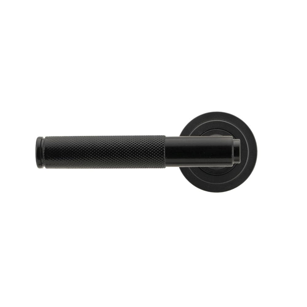 From The Anvil Door Furniture Black / Round Rose From The Anvil - Black Brompton Lever on Rose Set (Art Deco) - Unsprung