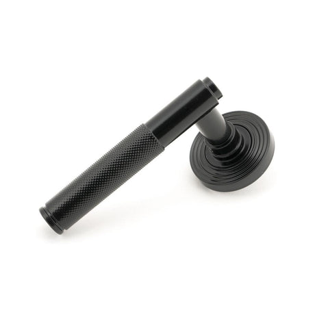 From The Anvil Door Furniture Black / Round Rose From The Anvil - Black Brompton Lever on Rose Set (Beehive) - Unsprung