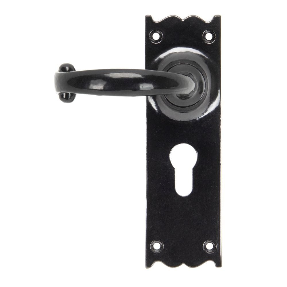 From The Anvil Door Furniture Black / Euro Profile Lock Handles From The Anvil - Black Cottage Lever Euro Lock Set