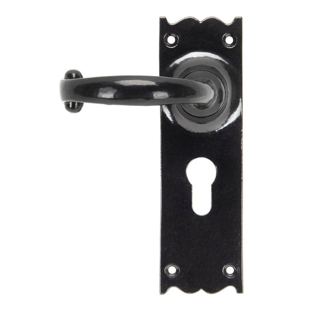 From The Anvil Door Furniture Black / Euro Profile Lock Handles From The Anvil - Black Cottage Lever Euro Lock Set