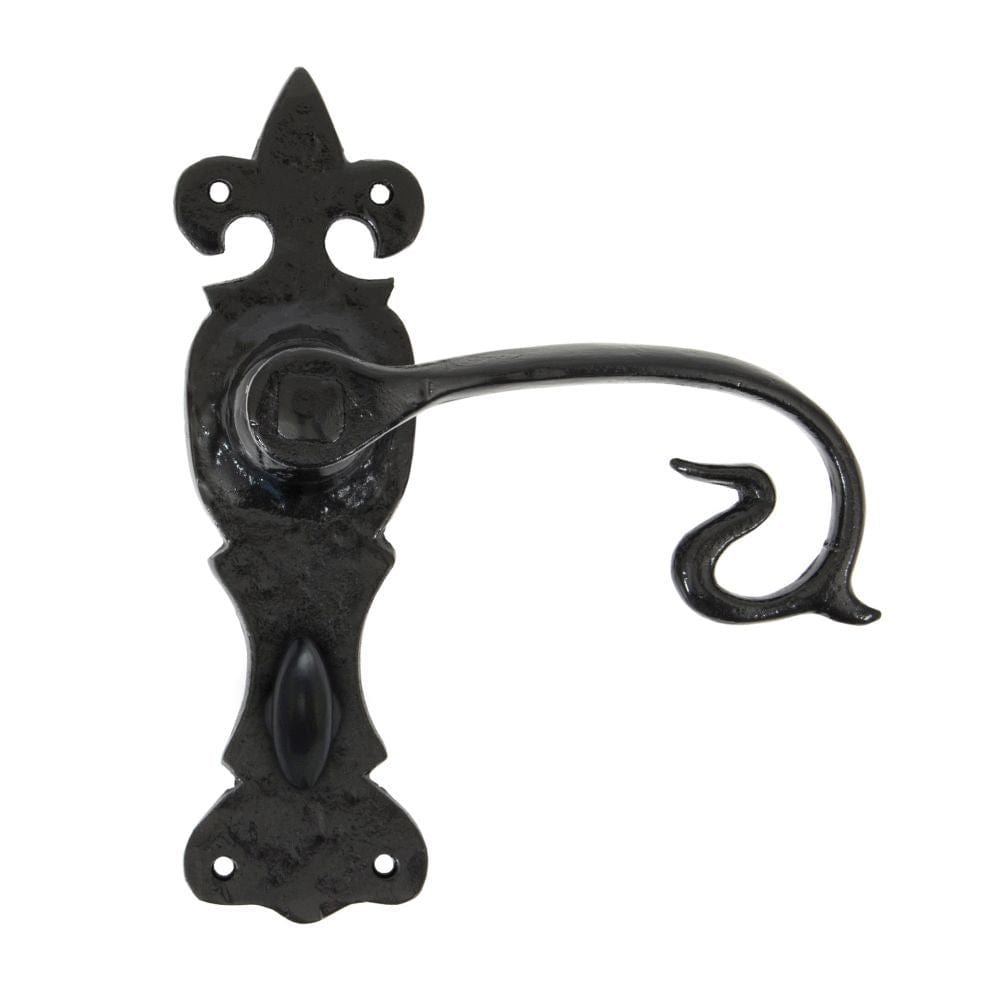 From The Anvil Door Furniture Black / Bathroom Lock Handles From The Anvil - Black Curly Lever Bathroom Set