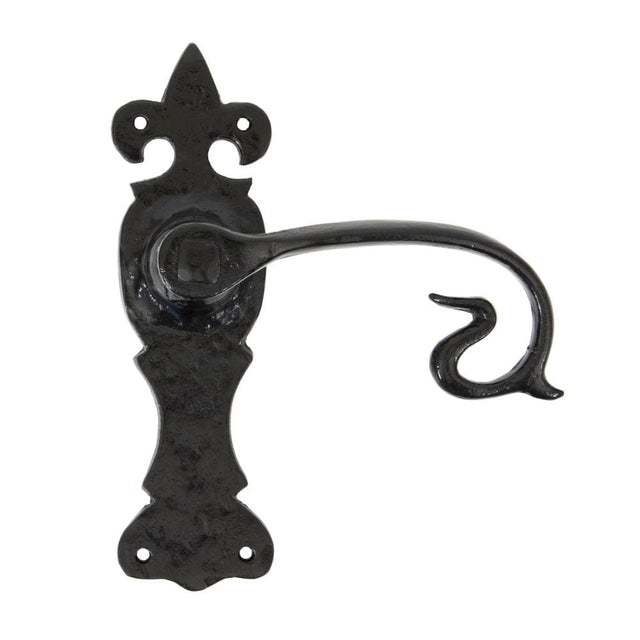 From The Anvil Door Furniture Black / Latch Handles From The Anvil - Black Curly Lever Latch Set