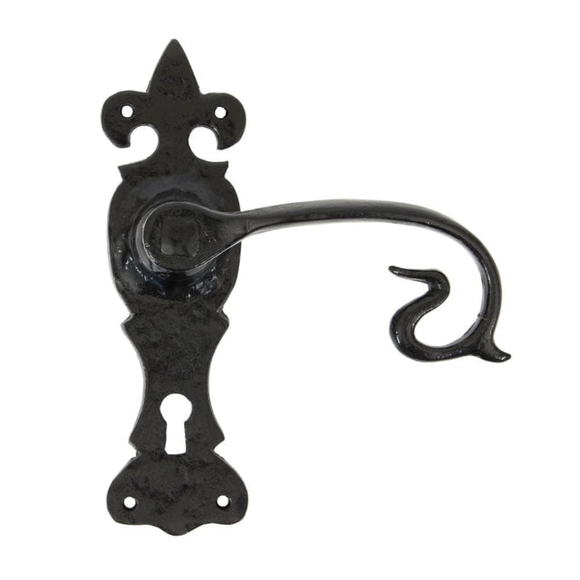 From The Anvil Door Furniture Black / Std. Lock Handles From The Anvil - Black Curly Lever Lock Set