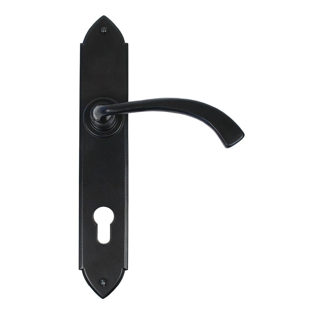 From The Anvil Door Furniture Black / Multi Point Lock Set / 92mm c/c From The Anvil - Black Gothic Curved Lever Espag. Lock Set