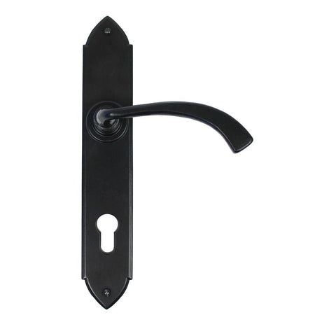 From The Anvil Door Furniture Black / Multi Point Lock Set / 92mm c/c From The Anvil - Black Gothic Curved Lever Espag. Lock Set