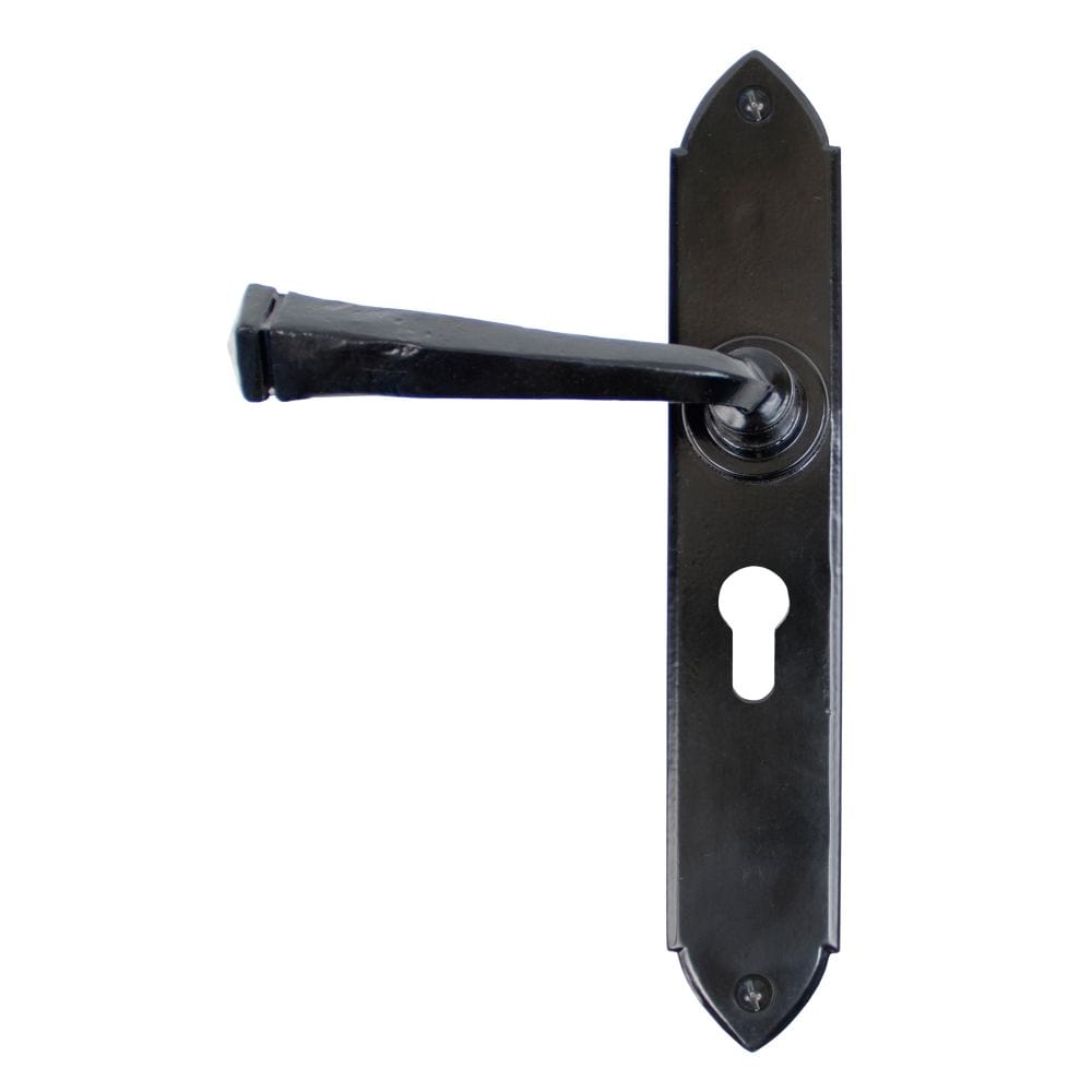 From The Anvil Door Furniture Black / Euro Profile Lock Handles From The Anvil - Black Gothic Lever Euro Lock Set