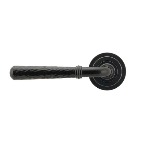 From The Anvil Door Furniture Black / Round Rose From The Anvil - Black Hammered Newbury Lever on Rose Set (Art Deco)