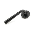 From The Anvil Door Furniture Black / Round Rose From The Anvil - Black Hammered Newbury Lever on Rose Set (Art Deco)