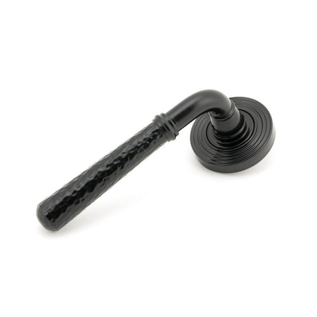 From The Anvil Door Furniture Black / Round Rose From The Anvil - Black Hammered Newbury Lever on Rose Set (Beehive)