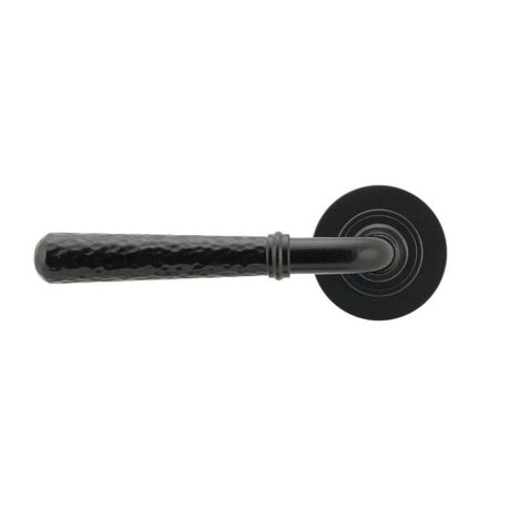 From The Anvil Door Furniture Black / Round Rose From The Anvil - Black Hammered Newbury Lever on Rose Set (Plain)