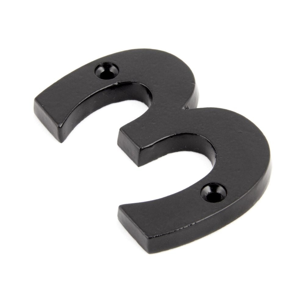 From The Anvil Door Furniture Black / Numerals / 3 From The Anvil - Black Numeral 3