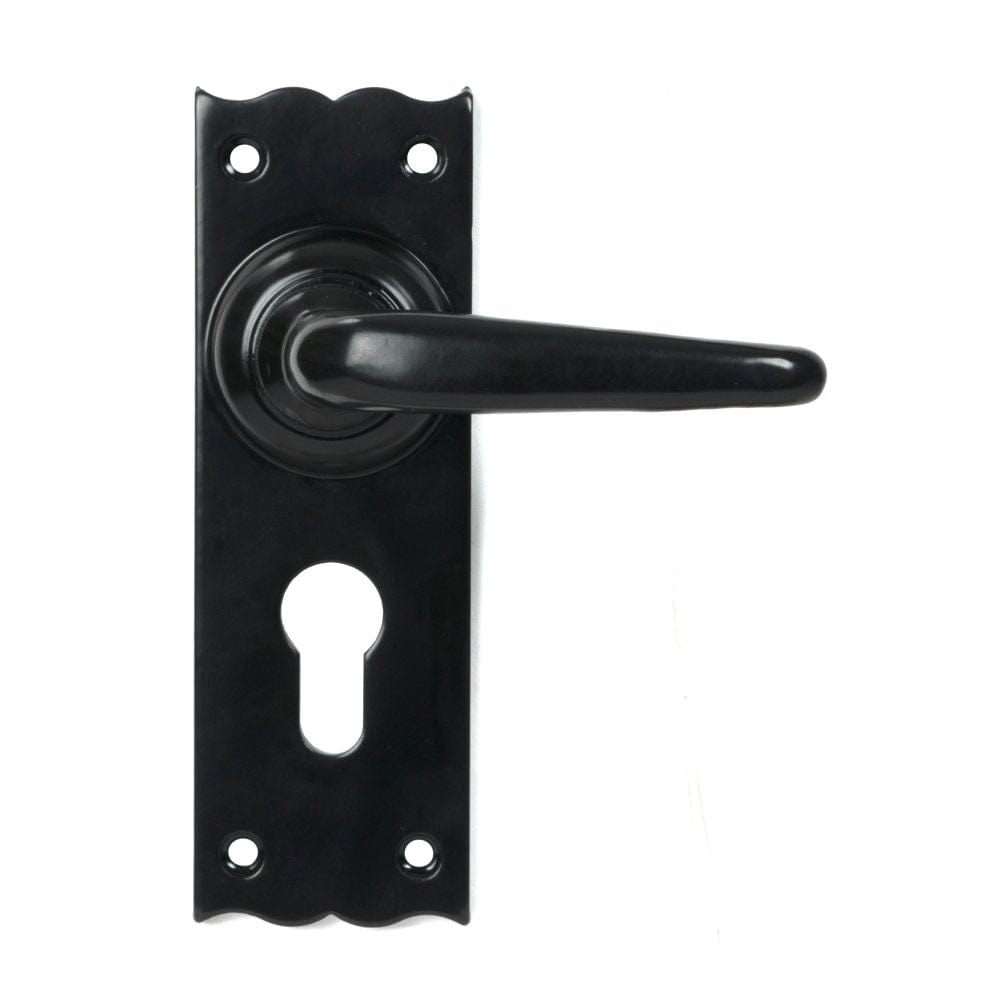 From The Anvil Door Furniture Black / Euro Profile Lock Handles From The Anvil - Black Oak Lever Euro Lock Set