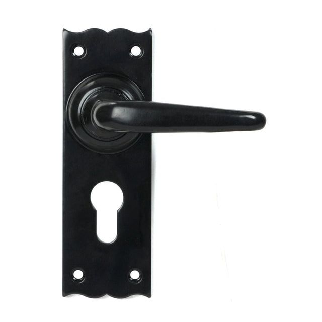 From The Anvil Door Furniture Black / Euro Profile Lock Handles From The Anvil - Black Oak Lever Euro Lock Set