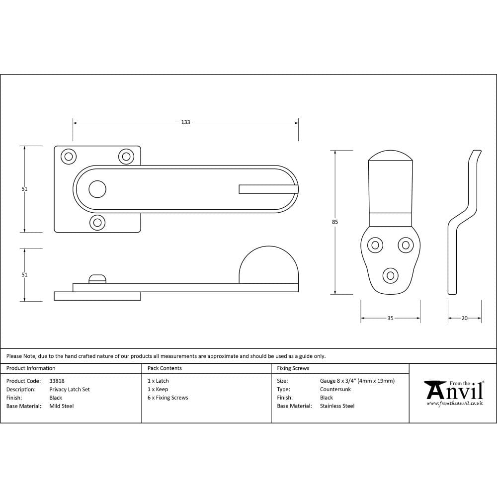 From The Anvil Door Furniture Black / Thumb Latch From The Anvil - Black Privacy Latch Set