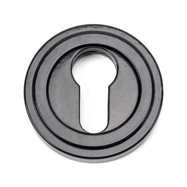 From The Anvil Door Furniture Black / Euro Profile Escutcheons From The Anvil - Black Round Euro Escutcheon (Art Deco)